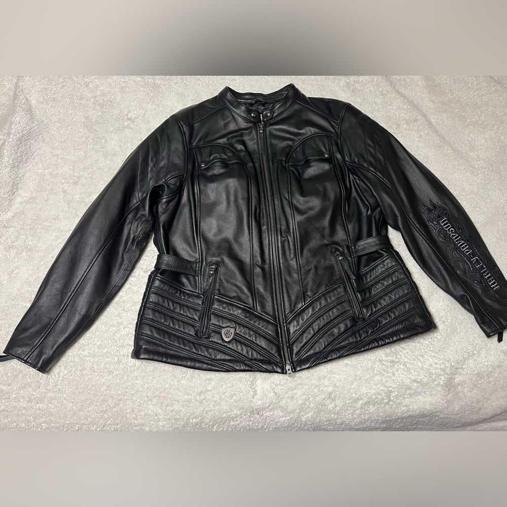 Women's 2W Harley Davidson Black Leather Riding Jacket